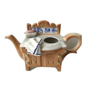 Paul Cardew ceramic dry sink mini teapot dollhouse Delft blue Chinese art 3.5”‎
